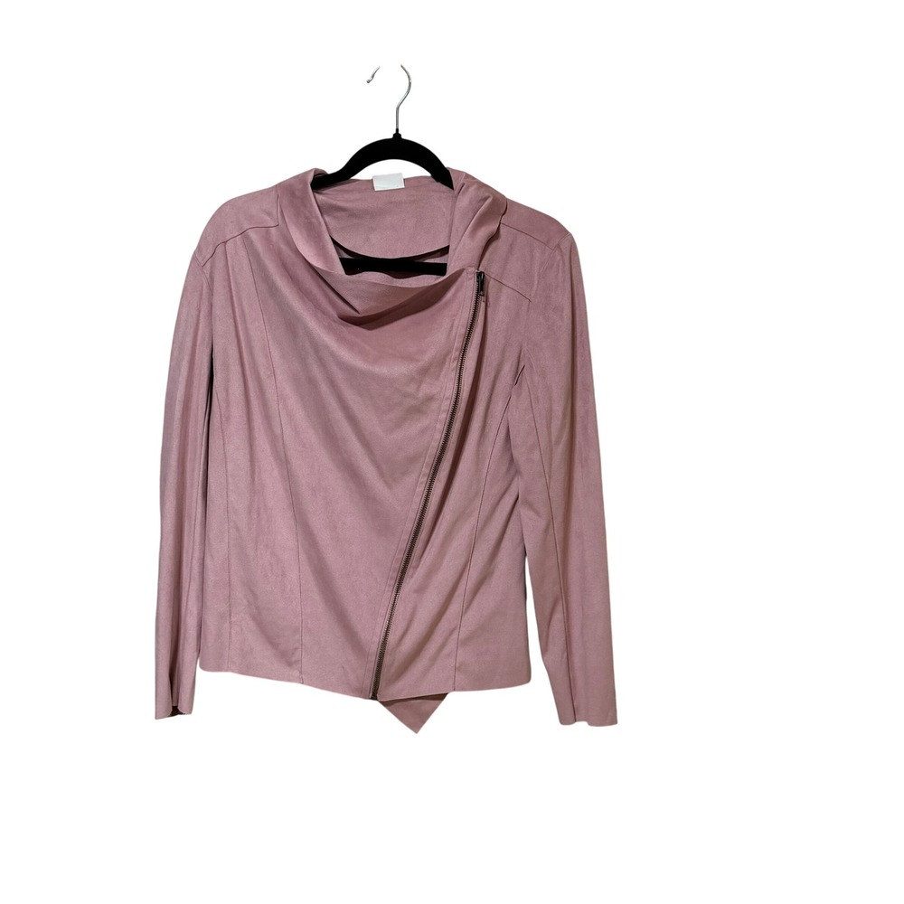 Mote‎ Women Dusty Rose Faux Suede Asymmetrical Zip Moto Jacket Pink Small